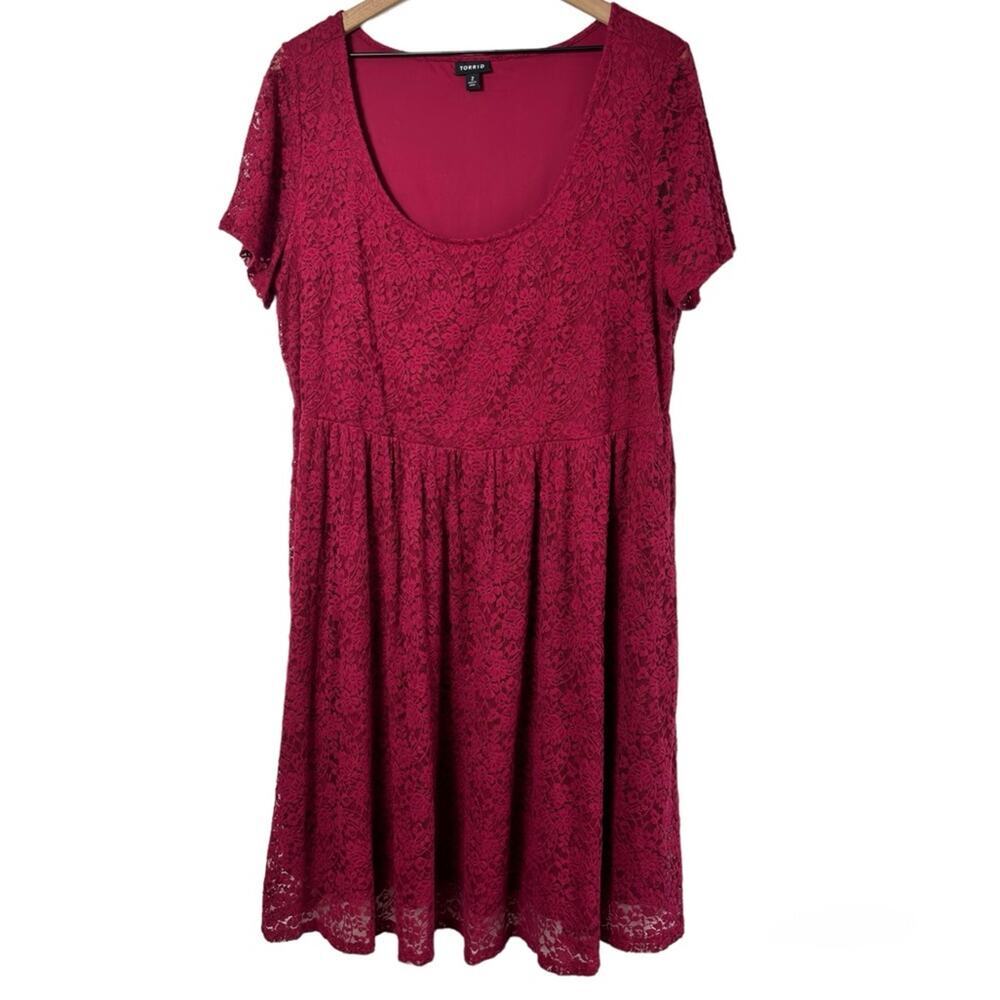 TORRID BERRY RED LACE SCOOP SKATER WOMEN DRESS PLUS SIZE 2 OR 2X